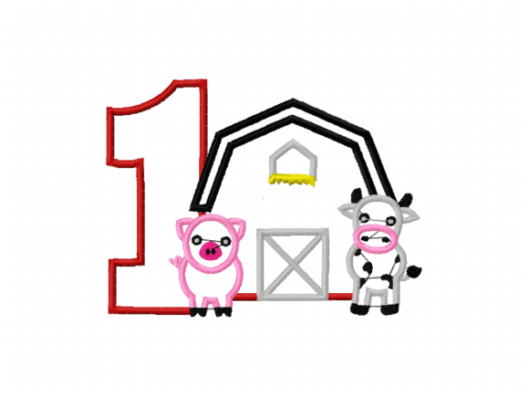 Barn Animals Number 1: A Playful Touch for Boutique Sweatshirts