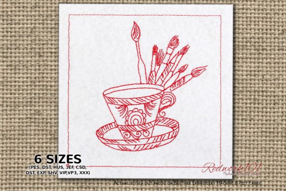 Coffee with Paint Brush Redwork Review for Apparel Designers