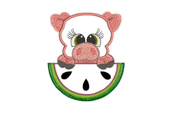 Cute Piglet and Melon: A Charming Embroidery Pick for Personalized Gifts