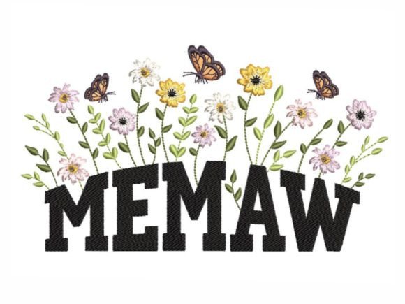 Floral Memaw: A Seasonal Embroidery Design with Heart