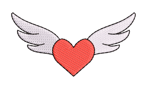 Heart with Angel Wings: A Touch of Romance in Embroidery