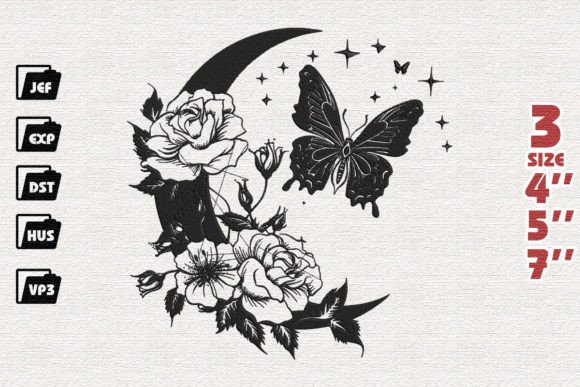 Mystical Boho Moon: A Dreamy Embroidery Design for Handmade Gifts