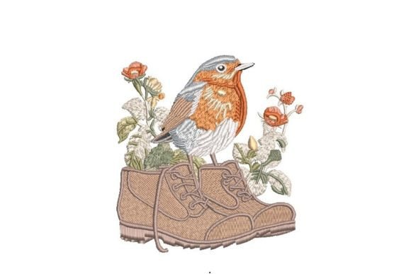 Robin in Boots: A Charming Embroidery Design for Craft Fair Success