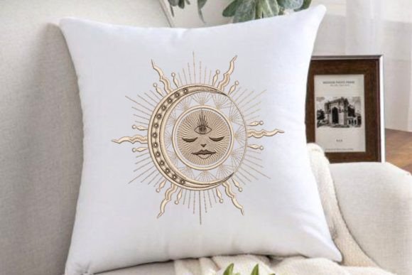 Sun with Face Moon and Star: A Boho Embroidery Gem for Holiday Crafts