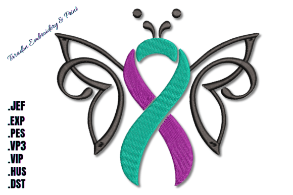 Teal and Purple Ribbon: A Seasonal Embroidery Staple